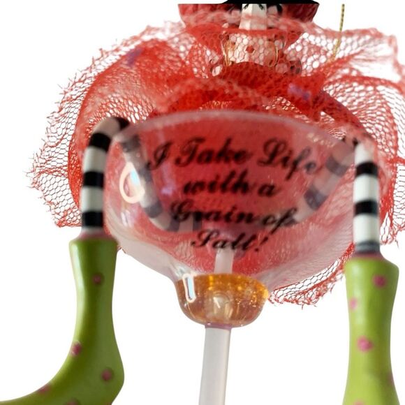 Dolly Mama Its Happy Hour Somewhere “I Take Life with a Grain of Salt” Ornament - Picture 2 of 4
